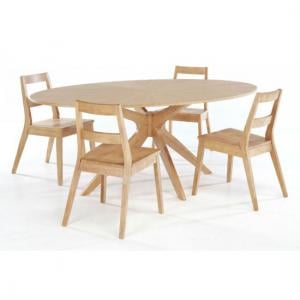 Marsrow White Oak Finish Dining Table And 4 Dining Chairs