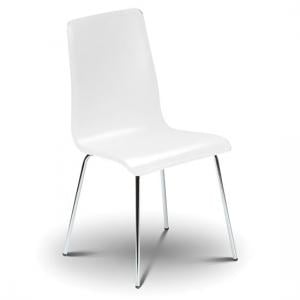Mandy Dining Chair In White With Chrome Legs