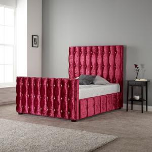 Jordana Lavish Bed In Glitz Red With Dark Wooden Feet