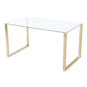 Megan Clear Glass Dining Table With Gold Legs