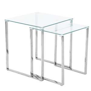 Glass Nesting Tables Living Room Furniture Clear mecor Nest of Tables 7mm Tempered Glass 