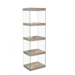 Torino Large Display Stand In Glass With Mink Grey Gloss Shelves