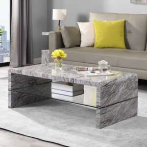 Momo High Gloss Coffee Table In Melange Marble Effect