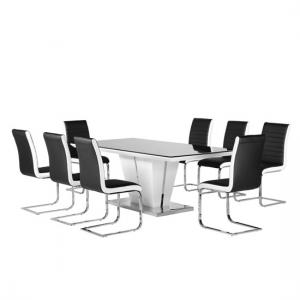 High Gloss Dining Table And 8 Chairs Uk Furniture In Fashion Memphis Gl Dining Table In High Gloss With 8 Chairs