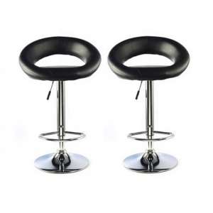 Murry Bar Stool In Black Faux Leather In A Pair