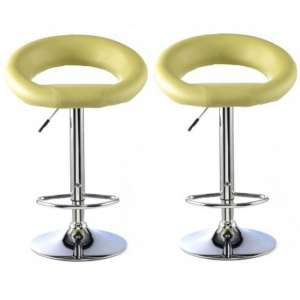 Makamae Bar Stool In Lime Faux Leather In A Pair