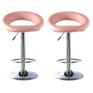 Murry Bar Stool In Pink Faux Leather In A Pair