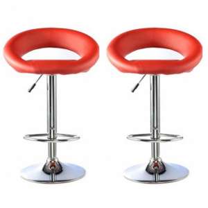 Murry Bar Stool In Red Faux Leather In A Pair