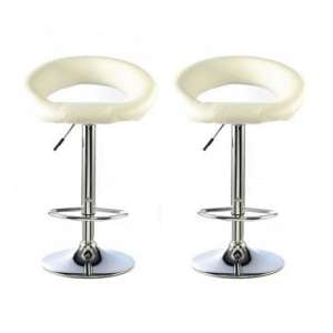 Murry Bar Stool In White Faux Leather In A Pair