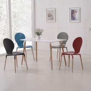 Napoli Dining Table In White Top And 4 Dining Chairs