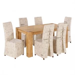Nadria Solid Oak Finish Dining Table And 6 Breton Dining Chairs