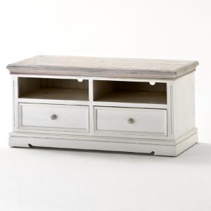 Opal Wooden TV Cabinet In White Pine With 2 Drawers