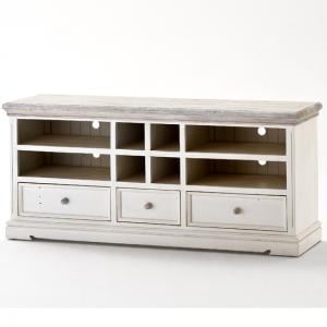 Opal Wooden TV Cabinet In White Pine With Drawers And Shelves