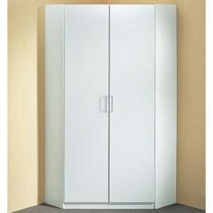 Osaka Corner Wooden Wardrobe With 2 Doors In White