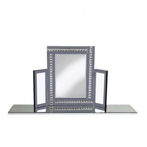 Elena Dressing Table Mirror In Silver With Smoke Crystals
