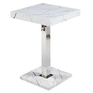 Palmero Square High Gloss Bar Table In Vida Marble Effect