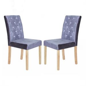 Pontfaen Dining Chair In Silver Velvet And Diamante in A Pair