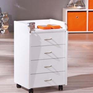 Pronti White Finish 4 Drawers Office Container With Rollers
