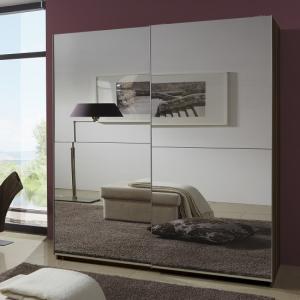 Quest Mirrored Sliding Wardrobe Large In Columbia Walnut
