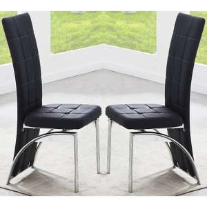 Ravenna Black Faux Leather Dining Chairs In Pair