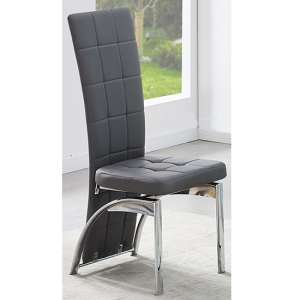 Ravenna Faux Leather Dining Chair In Grey With Chrome Legs