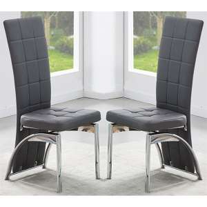 Ravenna Grey Faux Leather Dining Chairs In Pair