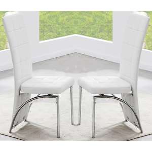 Ravenna White Faux Leather Dining Chairs In Pair