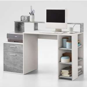 Rocco Wooden Computer Desk In Light Atelier And White