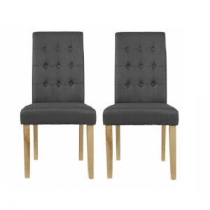 Risley Dining Chair In Grey Linen Style Fabric in A Pair