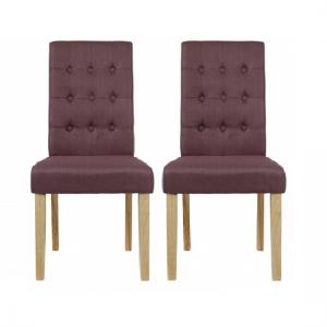 Risley Dining Chair In Plum Linen Style Fabric in A Pair