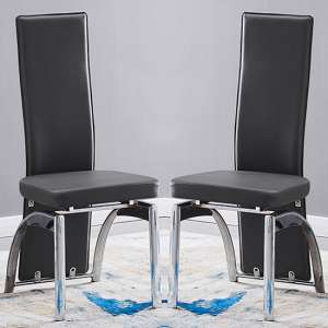 Romeo Black Faux Leather Dining Chairs With Chrome Legs In Pair