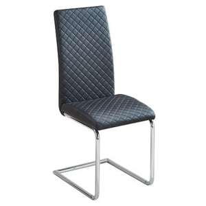 Ronn Faux Leather Dining Chair In Black With Chrome Legs