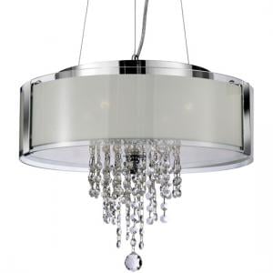 4 Light Ceiling Pendant In Frosted Glass And Chrome