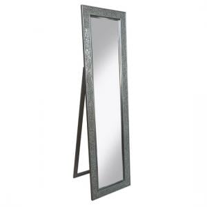 Aliza Floor Standing Cheval Mirror In Silver Mosaic Frame