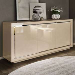 Spalding Modern Sideboard In Cream High Gloss With LED