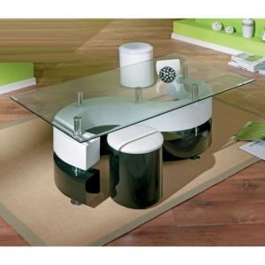 Serena Glass Top Coffee Table With Stools