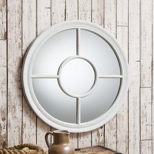 Somford Wall Mirror Round In Cream With Window Design