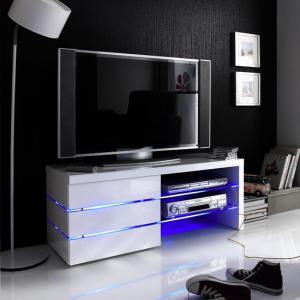 Sonia TV Stand In White High Gloss With Glass And LED