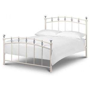 Sanaz 150cm Metal Bed In Stone White
