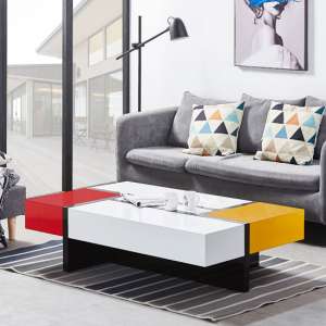 Storm Storage Coffee Table In Yellow And Red High Gloss