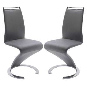 Summer Z Grey Faux Leather Dining Chairs In Pair