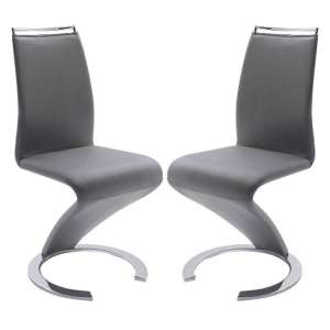 Summer Z Grey Faux Leather Dining Chairs In Pair
