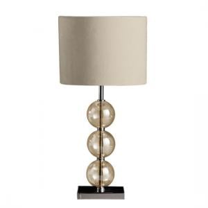 Miscona Amber Fabric Shade Table Lamp With Chrome Base
