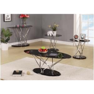 Toulouse Coffee Table in Black Glass With Chrome Supports