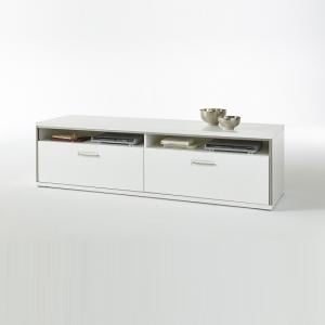 Libya Wide LCD TV Stand In White High Gloss With 2 Drawer