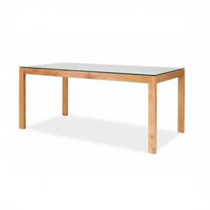 Tribe Glass Dining Table In Clear With Solid White Oak Frame