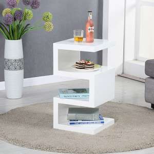 Trio High Gloss 2 Tier Side Table In White