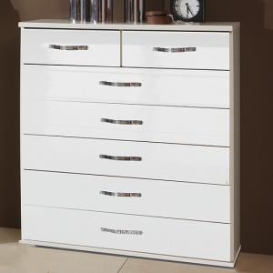 Luton Wide Chest of Drawers In High Gloss Alpine White