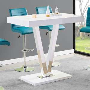 Vienna Rectangular High Gloss Bar Table In White