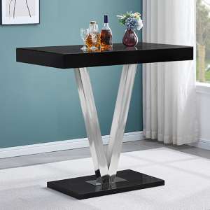 Vienna Rectangular Glass Top High Gloss Bar Table In Black